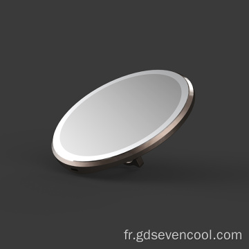 Miroir de poche compact plastique rond portable avec lumière